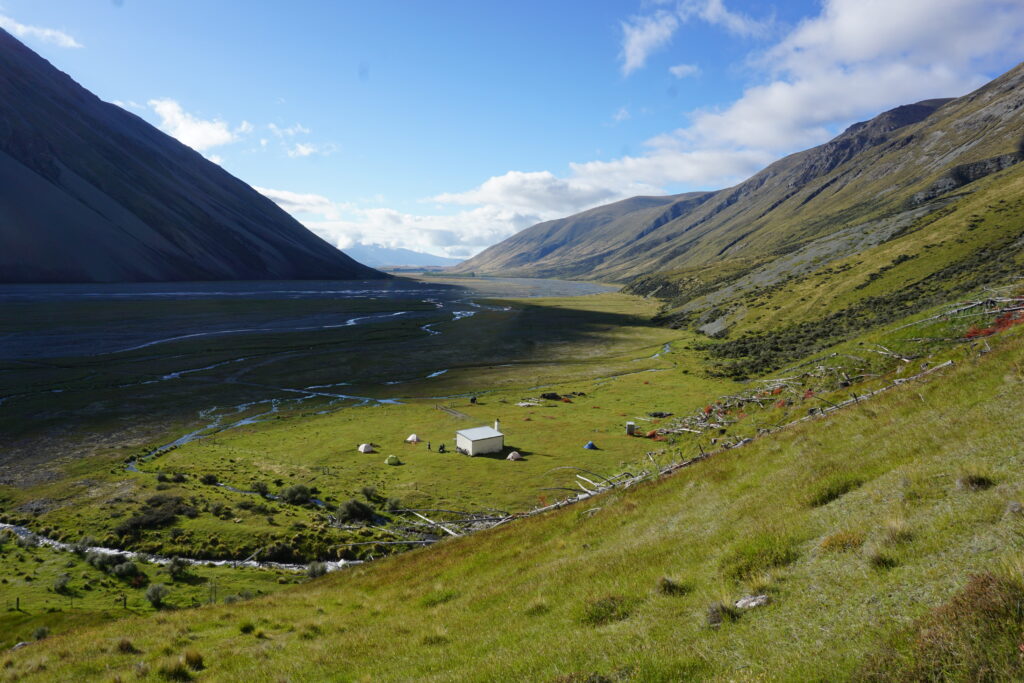 an aerial shot of camp on bikepacking course
