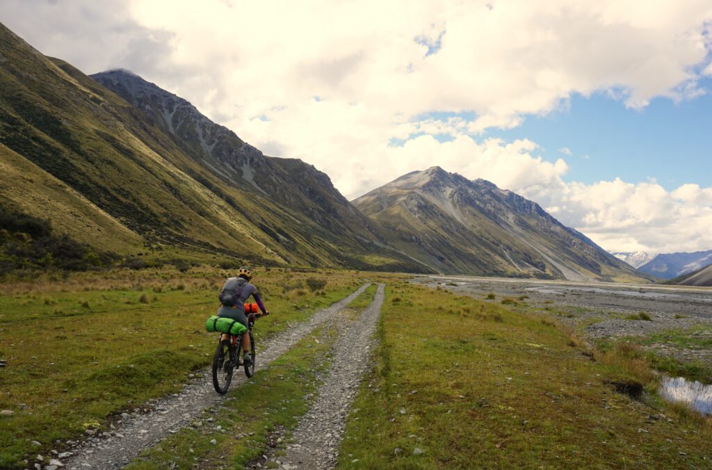 solo female bikepacker riding in new zealand