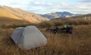a bikepacking camp on the nevis
