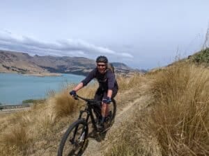 smiling mtb rider in new zealand