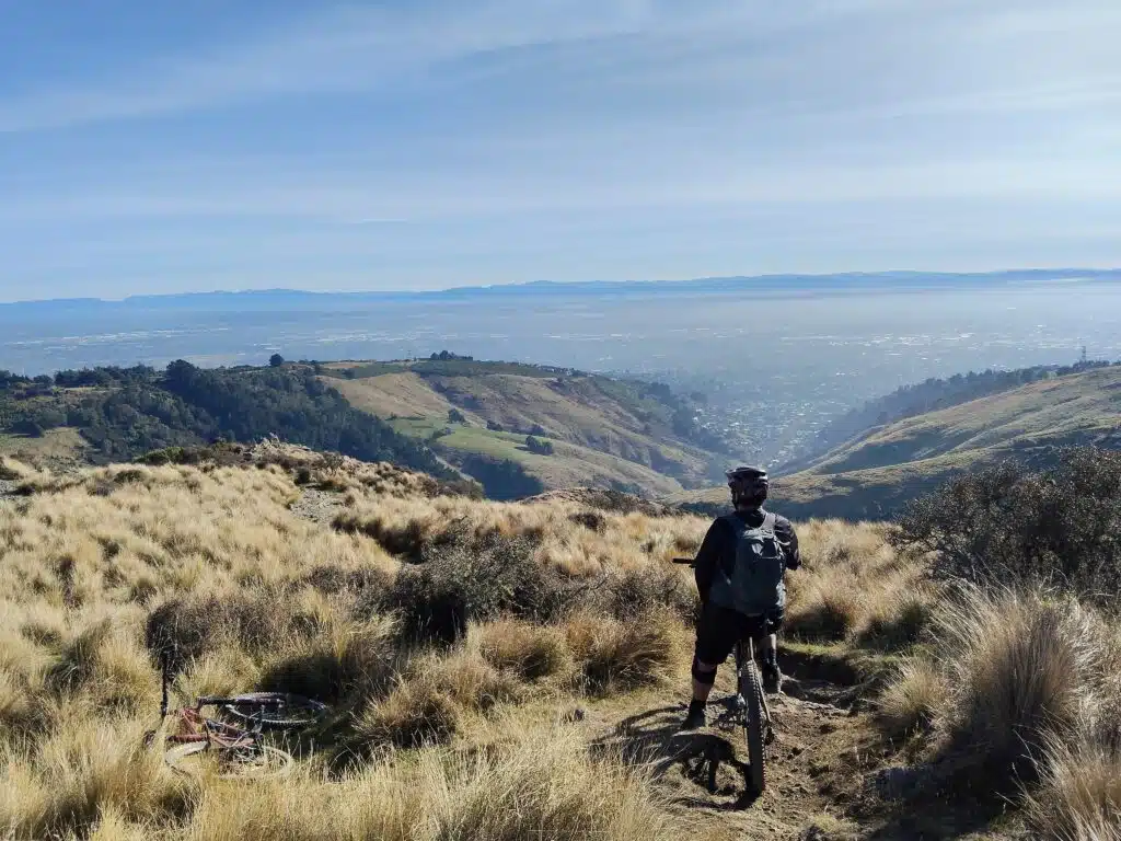 christchurch aerial shot on mountain bike tour