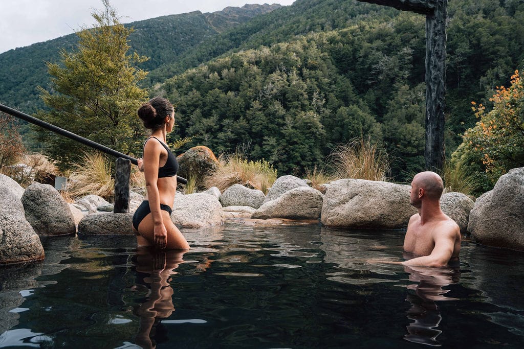 riders enjoying the scenic hotpools