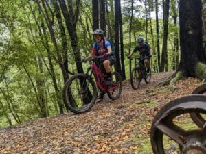 Two riders on mountain bike tour
