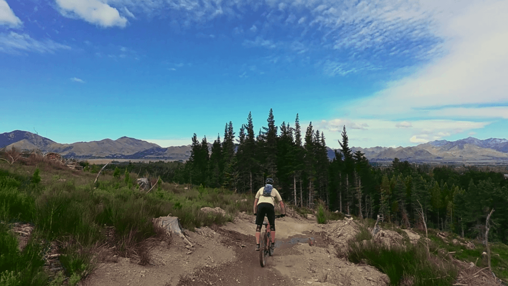 solo mtb rider in Hanmer Springs on mountain bike tour